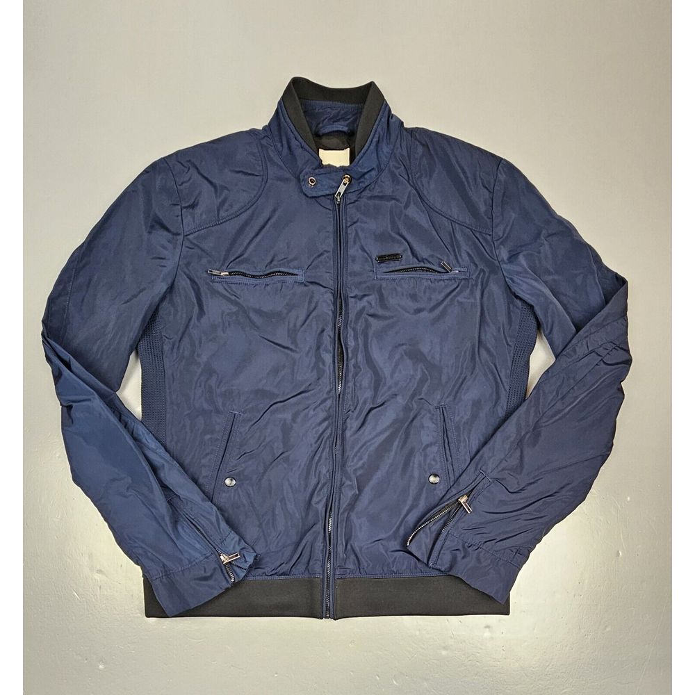 Diesel Bomber Jacket Men XL Navy Blue Full Zip Long Sleeve Designer Zip Pockets